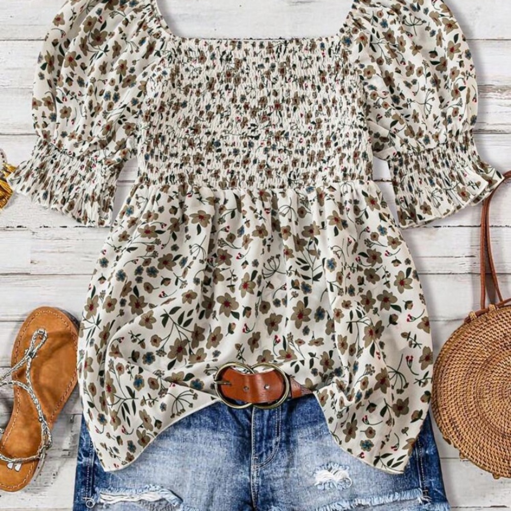 Floral Smocked Women's Top